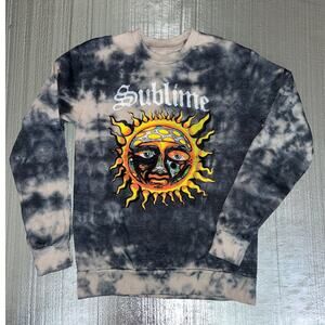 Sublime Sun Tie-Dye Crewneck Sweatshirt Blue Gray Graphic (Size S) Unisex